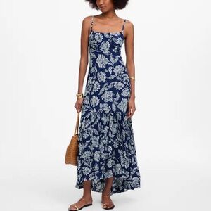 Madewell Textured Maxi Slip Dress in Floral Saylor Floral Navy Size 6 NWT